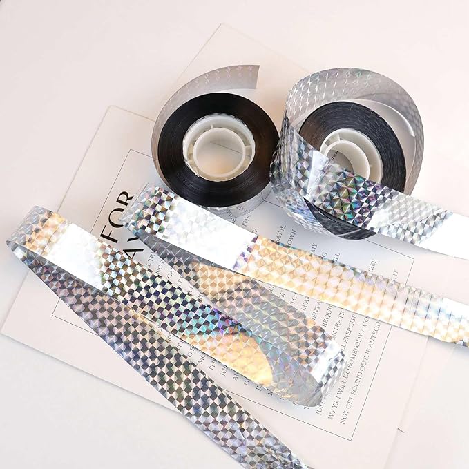 2 Roll Bird Scare Tape Ribbon Reflective Ribbon to Keep Birds Away from Garden Double Sided Holographic Birds Scare Tapes 328 Ft Bird Flash Tape Deterrent Tapes Outdoor Pigeon Woodpecker Repellent