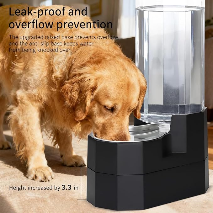Sfozstra 9L Elevated Dog Water Dispenser: Senior Dog Friendly | 304 Stainless Steel Bowl/Spill Resistant Base/Dishwasher Safe/No Filter Replacement /for Multi-Pet Homes