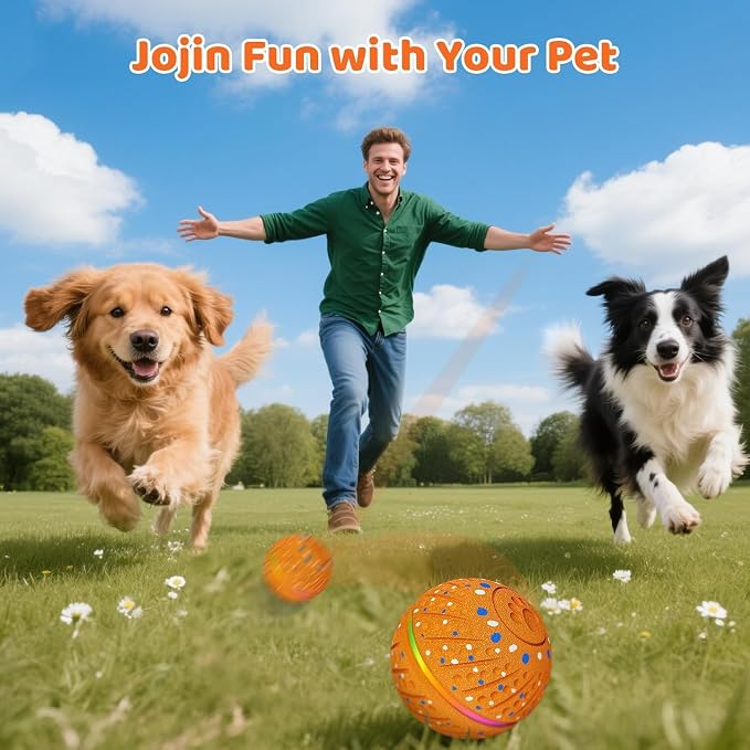 Smart Interactive Dog Toys Ball for Aggressive Chewers Small Medium Dogs | Automatic Electric Rolling Balls Toy with Rope, Barking Sound, 3 Play Modes, and USB-C Rechargeable Design for Active Dogs