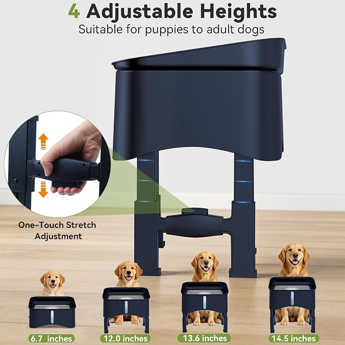 UPSKY 2.9Gal No Spill Dog Water Bowl, 4 Height Adjustable Elevated Bowl | Super Large Capacity, Slow Drinking Feeder, No-Splash, Anti-Slip, Folding Design, Suitable for Senior Dog and Multi-Pet Homes