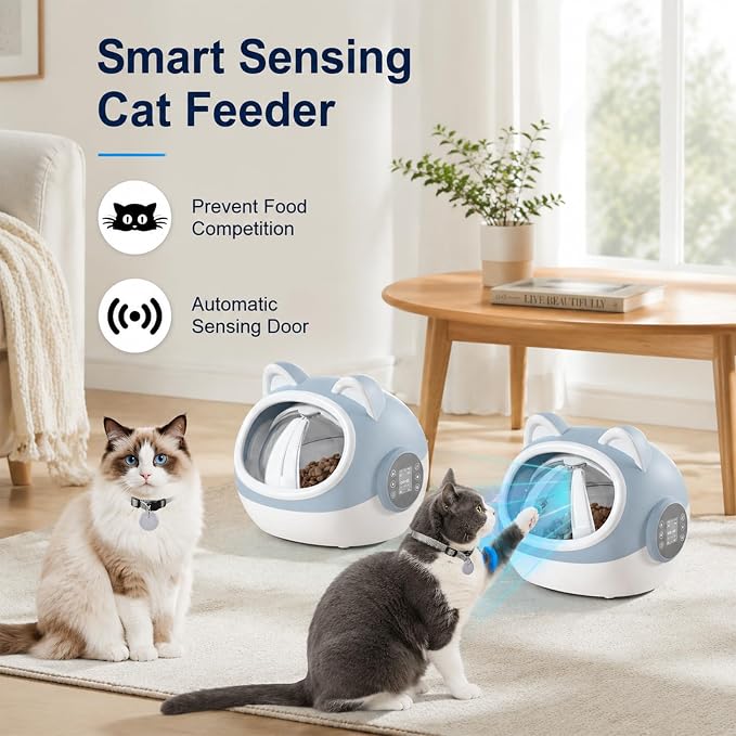 RFID Smart Pet Feeder with Dual Collar Tags – Automatic Food Bowl with Scheduled Feeding Times, LCD Display, Voice Recorder, Supports Wet & Dry Food for Multi-Pet Households