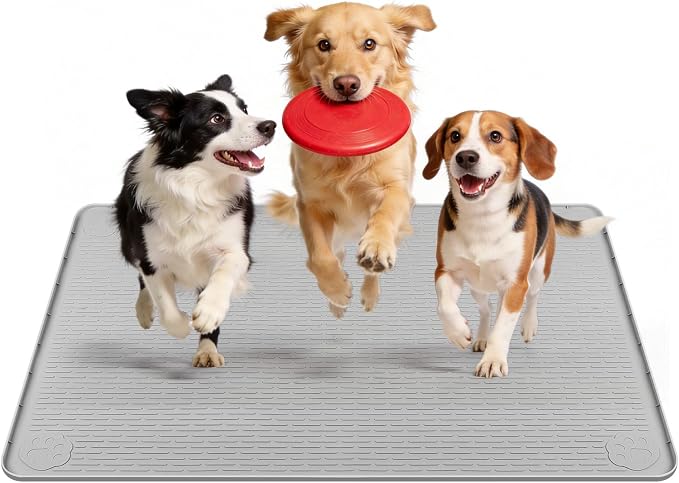 57" x40" Reusable Training Pads for Dogs Extra Large | Silicone Dogs Mats Non-Slip Dog Training Pads Dog Pee Pad for Potty Training Floor Protector (Light Grey)