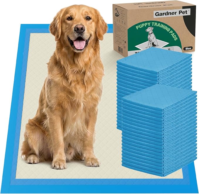 Gardner Pet Ultra Absorbent Thicker Dog Pee Pads Extra Large XL 28"x34" Leak-Proof Odor-Control Blue Puppy Training Pads Full Edge-Wrapping Pad for Dogs Dogs, Puppies, Doggie, Cats, Rabbits - 30 Ct
