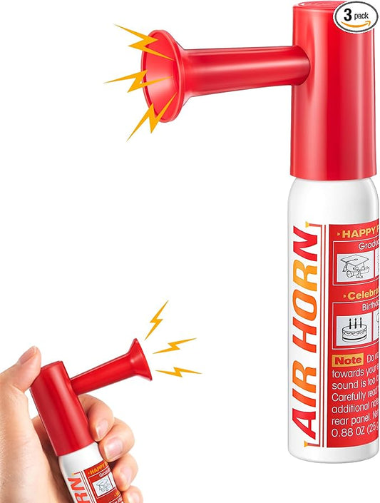 3 Pack Mini Air Horn for Personal Safety, 0.88 Oz Stadium Air Horn Prank, Portable Blow Noise Maker for Sporting Events, Football Games, Dogs, Party, Birthdays,Graduation Mini Noisemakers (Red)