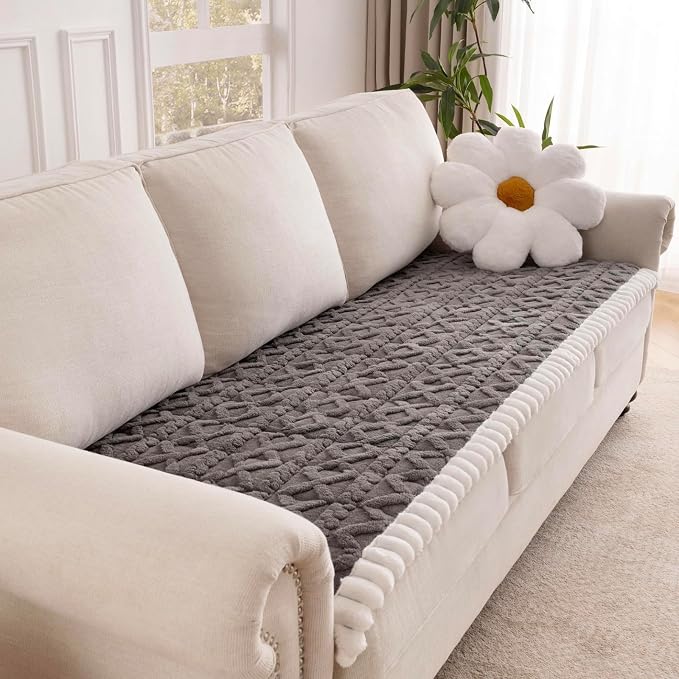 Couch Cover for Dogs, Washable Non Slip Sofa Covers for 2 Cushion Couch Pet Friendly Fuzzy Sofa Protector&Bed Mat for Pets (27.6"x59.06" Dark Gray)