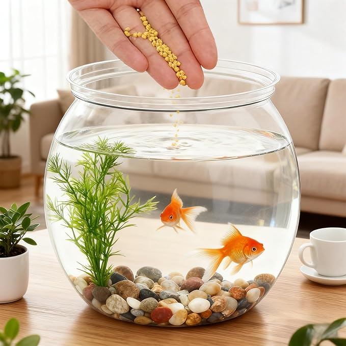 27 oz Mini Plastic Fish Bowl, Decorative Small Fishbowl, Clear Round Small Fishbowl Aquarium, Unbreakable Plastic Betta Fish Tank for Centerpiece Vases, Party Decorations and Home Decor