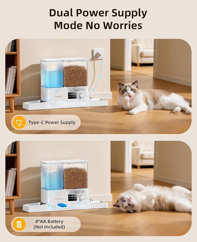 2-in-1 WiFi Automatic Cat Feeder and Water Dispenser with Camera | 1080 HD Camera/Night Vision/2.4G,5G WiFi APP/Customizable Feeding/8.5L Large Capacity/Stainless Steel Bowl/Detachable Clean