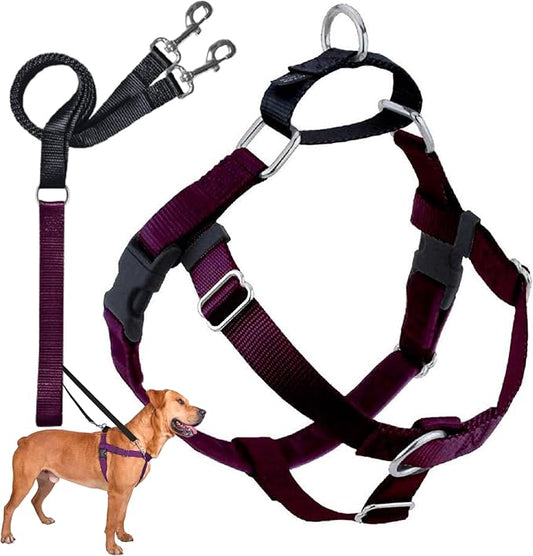 2 Hounds Design Freedom No Pull Dog Harness, Adjustable Harness and Leash Set, Easy Walking & Comfortable Control, Fits Small, Medium & Large Dogs, Solid Colors, Made in USA, 5/8" XS, Burgundy