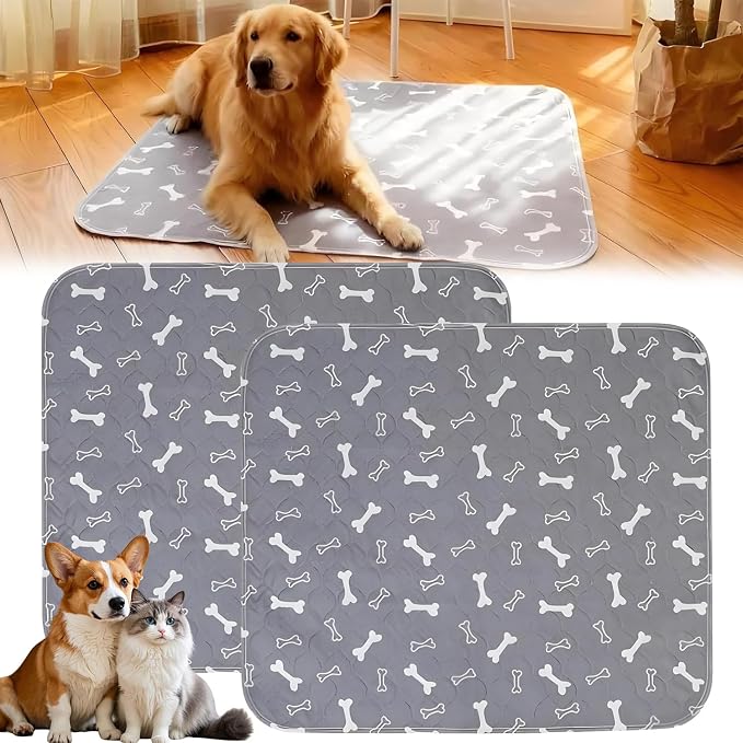 Pee Pads with Pheromones, Elite Pads for Cats, Washable Pee Pads for Dogs, Leak-Proof & Anti-Slip Pet Training Pad for Home & Travel(Gray+Gray, L:31.5*27.6in)
