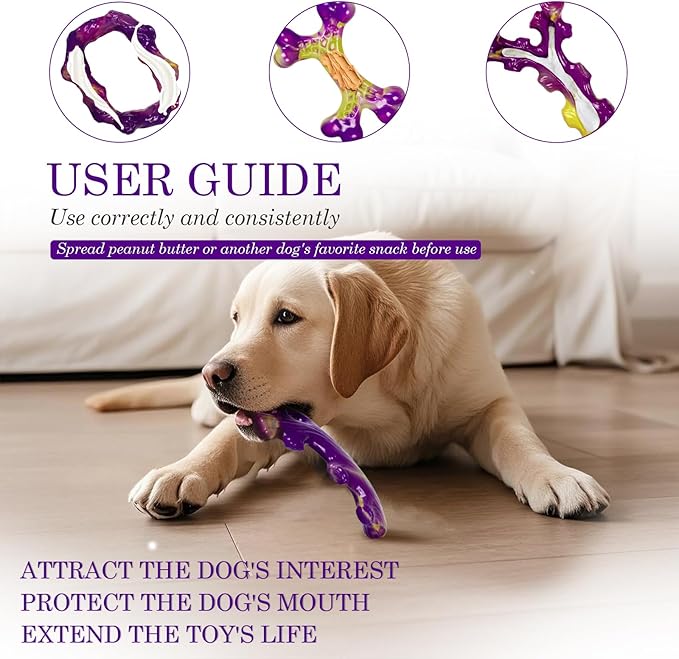 Jouets pour Chiens Mordeurs Agressifs (lot de 6) : Jouet pour Grand Chien Mâcheur Agressif, Jouet pour Chien Occupant, Goût Bacon