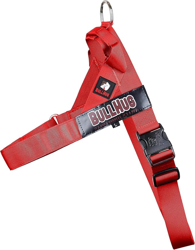 Adjustable Dog Harness– No Pull, No Choke – for English Bulldogs, French Bulldogs, Pugs & Broad-Chested Breeds – Easy, Safe Walks (Bright RED, Small)