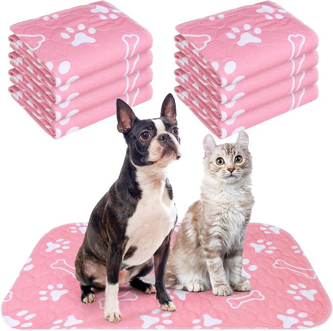 BEAUTYZOO 8 Pack Washable Pee Pads for Dogs,Reusable Puppy Pads 18x24 Pink | Waterproof Super Absorbent,Non Slip and Leak-Proof Against Urine,Whelping Pads Mats for Puppy Potty Training,Playpen,Crate