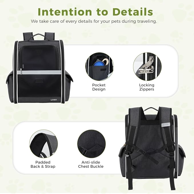 Lekereise Dog Carrier Backpack for Small Medium Large Dogs Cats up to 25 lbs, Breathable Pet Backpack Carrier with 3 Entrances, Collapsible Cat Backpack Carrier, Travel Hiking Puppy Backpack