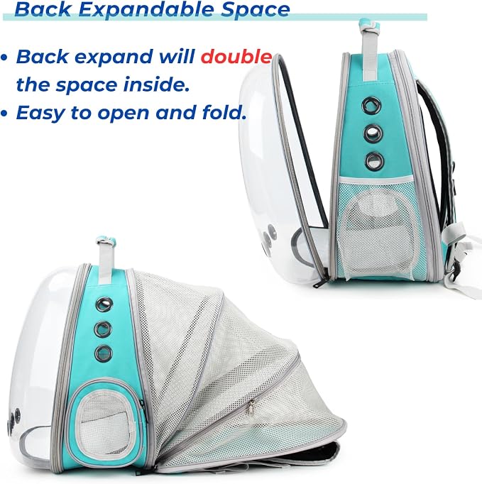 Cat Carrier Backpack, Expandable Bubble Pet Carrier for Cats and Small Dogs, Airline Approved Travel Backpack for Hiking, Walking & Outdoor Adventures - Supports up to 14 lbs