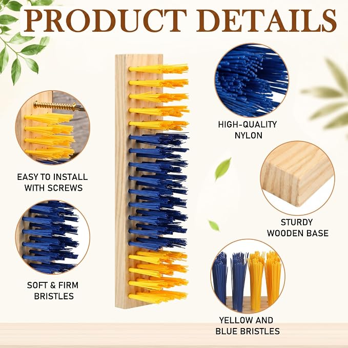 Mifoci 6 Pcs Livestock Scratching Brush Goat Scratcher Livestock Brushes, Goat Scratching Post with 24 Screws Wooden Self Grooming Brush for Small Goats, Sheep, Pigs, Cow, Horses