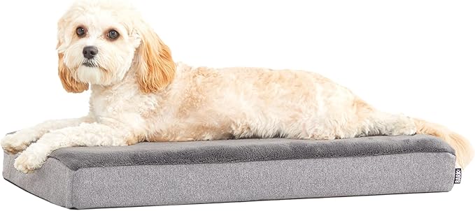 BarkBox Orthopedic Dog Bed - Medium | with Memory Foam - Comfortable, Durable & Machine Washable Pet Bed - Grey