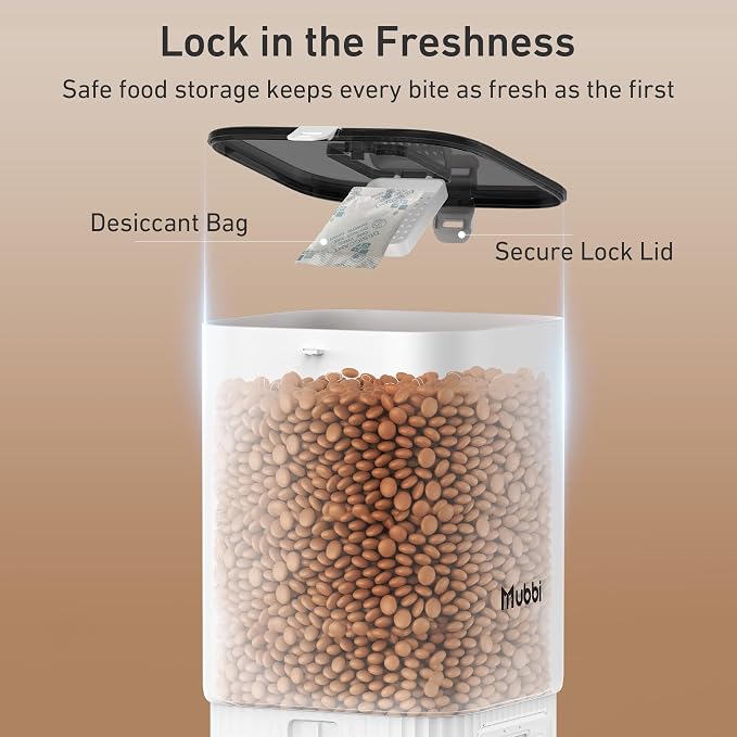 Automatic Cat Feeder - 7L/29 Cups Cat Food Dispenser with Desiccant Bag, 1–6 Meals, Ideal for 2–15mm Dry Food, Auto Pet Feeder with Dual Power Supply, Automatic Dog Feeder for Small Medium Breed