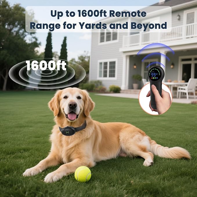 Dog Shock Collar with Soft Neoprene Padded - 4 Training Modes E Collar with 1600FT Remote Control for 5–120 lbs Large Medium Small Dogs, IPX7 Waterproof, Pet Collar Accessories, Black