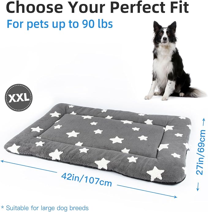 Mora Pets Dog Crate Pad Dog Bed for Crate Washable Flat Pet Kennel Mat Cute | Ultra Soft Dog Bed Mat, Crate Pad for Dog Cages Cozy Sleeping Liner, Pet Pillow Cushion Large Puppy Bed Anti Slip Grey 42x27