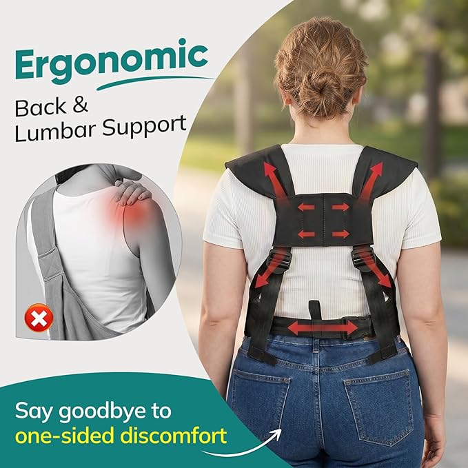 Dog Sling Carrier Front with Thicken Bottom Support for Small Dogs 10-16 lb | Adjustable, Hands Free, Comfortable Wearable, Lightweight, Vet Visits, Anxiety, Travel, Hiking, Safety Clip Black