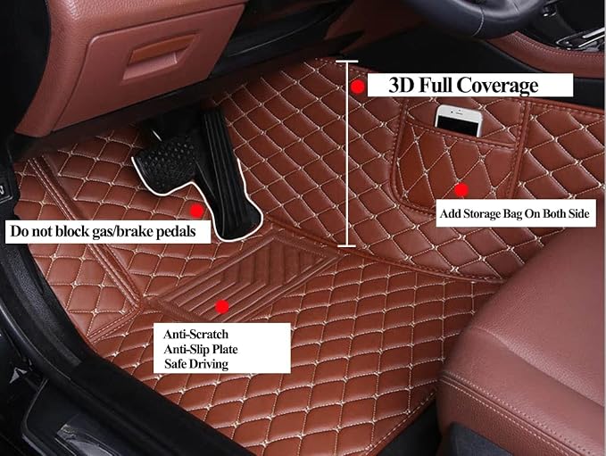 Photo Custom Car Floor Mats, Upload Your Favorite Image + Personal Text, Unique Leather All-Weather Liners Fit 99% of Vehicles - Yellow