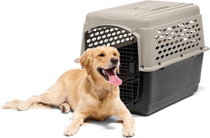 Petmate Vari Dog Kennel - Portable Dog Carriers & Crates for Large Dogs, Airline-Friendly, Durable Plastic, Pet Carrier For Home and Travel, 40 Inches, Taupe and Black