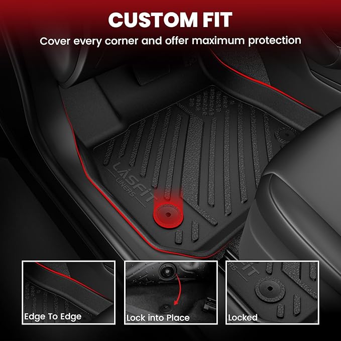 LASFIT Floor Mats&Trunk Mat Fit for BMW i4 2022 2023 2024 2025 2026 M50/eDrive40/eDrive35/xDrive40, All Weather TPE Custom Fit 1st&2nd Row Full Set Car Mats & Cargo Liner, Black