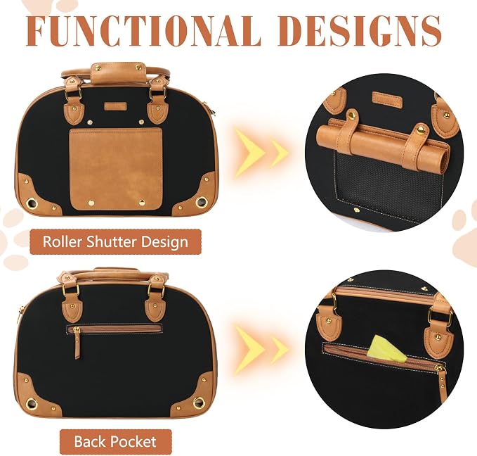 Dog Carrier Purse, Pet Carrier, Foldable Waterproof Premium Nylon Pet Travel Portable Bag Carrier for Cat and Small Dog Home/Outdoor Small Black