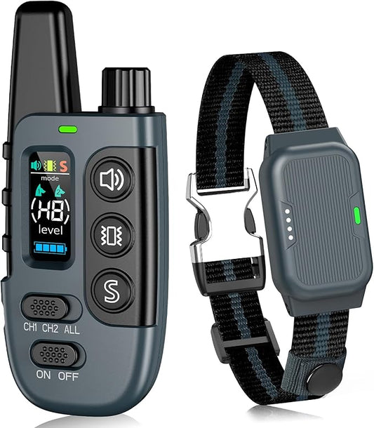 Shock Collar for Dogs, IP67 Waterproof Dog Training Collar with Remote Control, 3 Modes: Beep, Vibration, Safe Static, Rechargeable Adjustable for 15-110lbs Medium Large Dogs