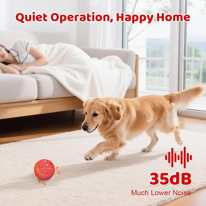 Smart Moving Bouncing Interactive Dog Toys Ball for Small Medium Dogs | Smart motion bouncing dog ball made of durable E-TPU material with RGB lights & 3 play modes for small & medium dogs.