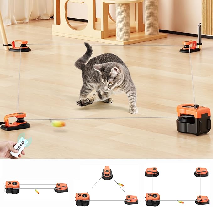 AsFrost Interactive Cat Toy for Indoor Cats Chase/Run/Hunt/Exercise-Orange | Self Play/Remote Control Funny Cat Toy, Gifts for Cat Lovers, Kitty's Weight Loss and Health