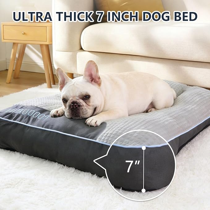 Orthopedic Dog Bed for Medium Dogs, Rectangle 32"x25"x7", Durable Warm Soft Plush Pet Couch Bed, High-Density Sponge Joint Relief, Calming Anti-Anxiety Dog Crate Pad with Non-Slip Bottom