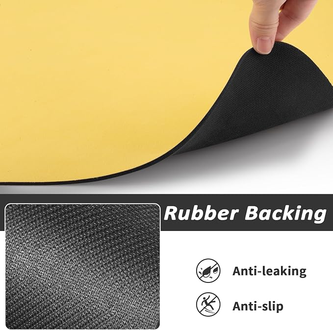 HotLive Dog Food Mat - Absorbent Cat Mat for Food and Water, No Stains Pet Feeding Bowl Mat, Easy to Clean Pet Placemats, Quick Dry Dog Water Dispenser Mat for Messy Drinkers | Yellow 12"x 19"