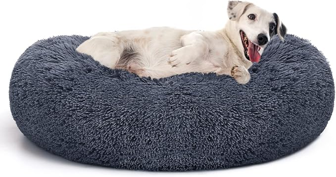 MIXJOY Orthopedic Dog Bed Comfortable Donut Cuddler Round Pet Beds Ultra Soft Washable Dog and Cat Cushion Bed (30'', Dark Gray)