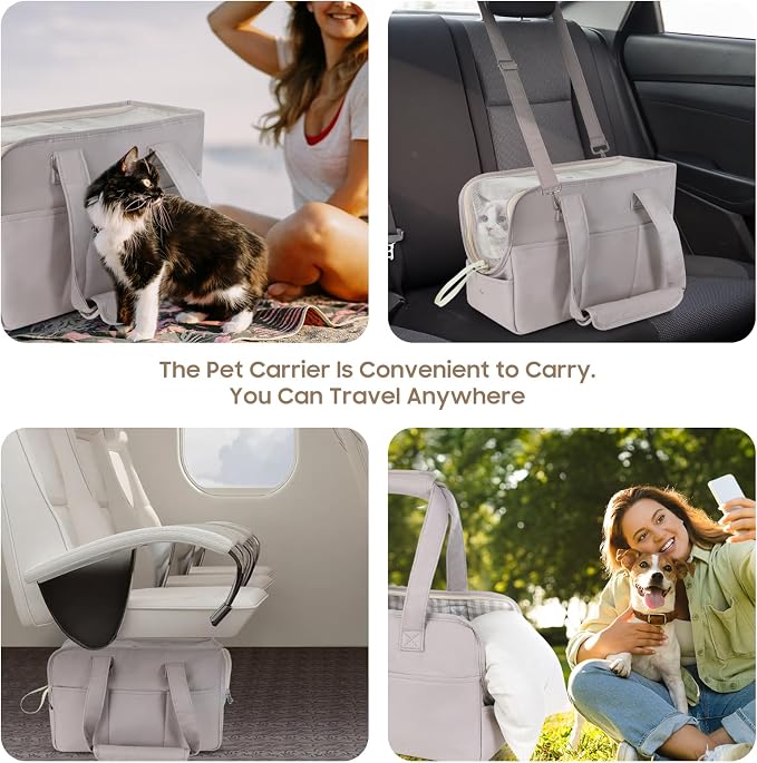 JourCraf Dog Purse Carrier for Small Dogs & Puppies Up 12 Lbs, Soft Cotton Tote Pet Shoulder Bag with Pockets, Foldable & Washable Breathable Puppy Carrier for Yorkie, Chihuahua & Cats - Gray
