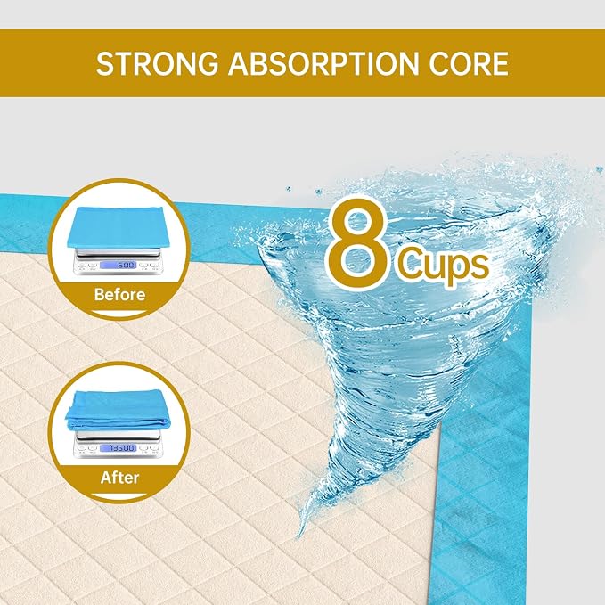 Gardner Pet Ultra Absorbent Thicker Dog Pee Pads Extra Large XL 27.6"x33.5" Leak-Proof Odor-Control Blue Puppy Training Pads Full Edge-Wrapping Pad for Dogs, Puppies, Doggie, Cats, Rabbits - 30 Ct