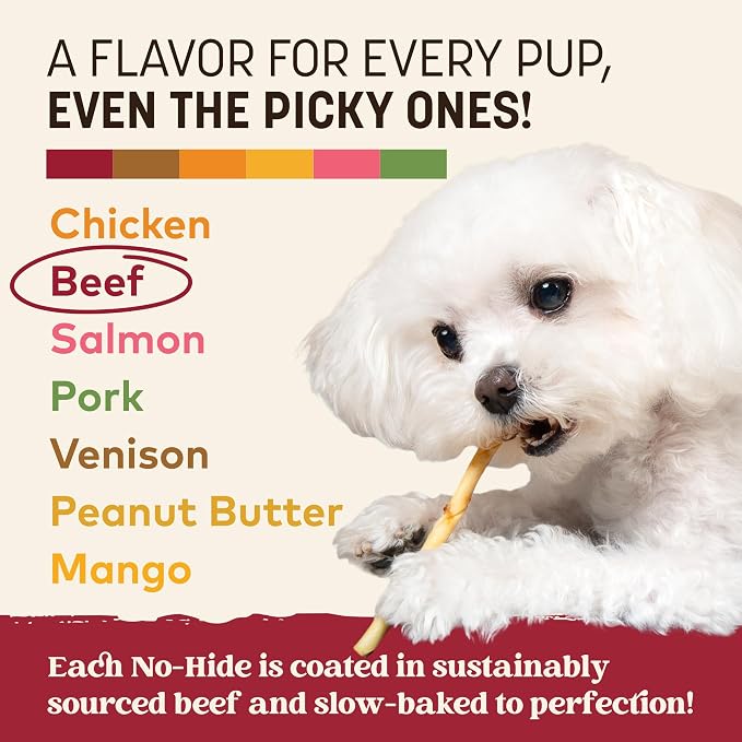 Earth Animal No Hide Stix - Rawhide Free Dog Chews Sticks 20 Count Beef | Small Sticks Beef Flavored Natural Rawhide Free Long Lasting Dog Chews - Treats for Small Dogs and Cats