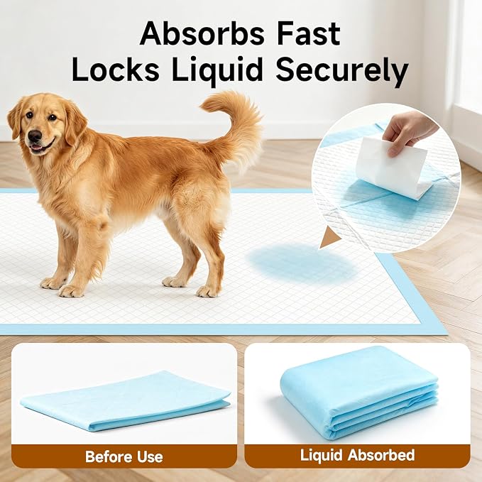 Extra Large Puppy Pads 100 Count,28"x34" Quick-Dry Pet Potty Training Pads | Dog Pee Pads,Leak-Proof,Disposable Super Absorbent 5-Layer,Fit For Puppies, Senior Dogs, Cats and Small Pets