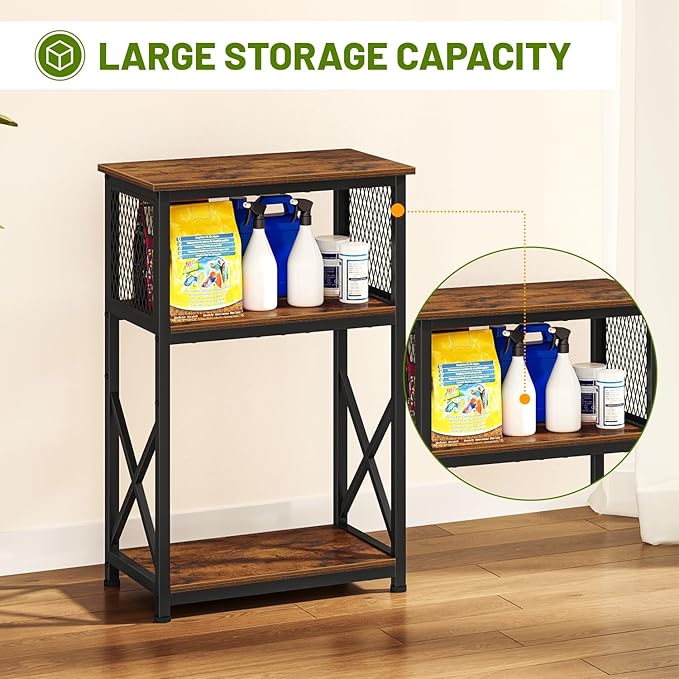 Snughome 10 Gallon Aquarium Stand, 3-Tier Storage Fish Tank Stand 220 lb Top, Fits 5/10 Gallon , Waterproof / Small Space, 20.47" x 11.42" x 30.91", Rustic Brown
