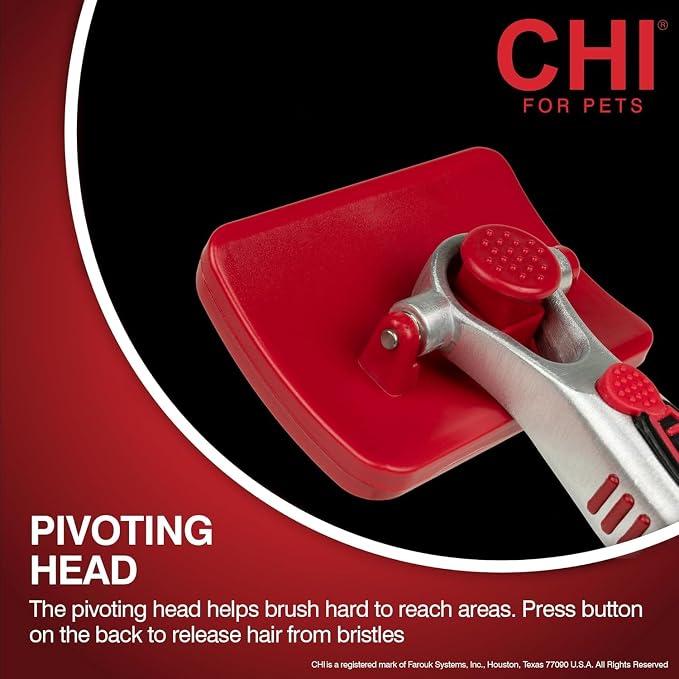 CHI for Dogs Self-Cleaning Slicker Brush, Small Size, 3-Pack | Pivoting head design, fine wire pins, detangles and removes loose hair, for small breed dog coats daily