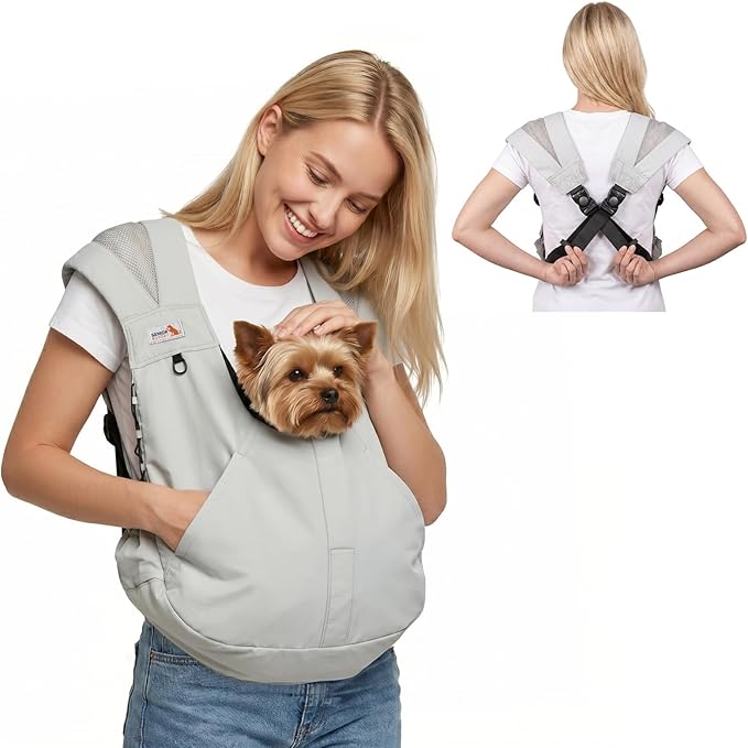 Dog Carrier Backpack, Front Dog Sling Carriers for Small Dogs | Hands Free Puppy Pet Carrier 15 lbs, Bottom Support, Adjustable Shoulder Straps, Breathable for Hiking Travel Walking, Grey