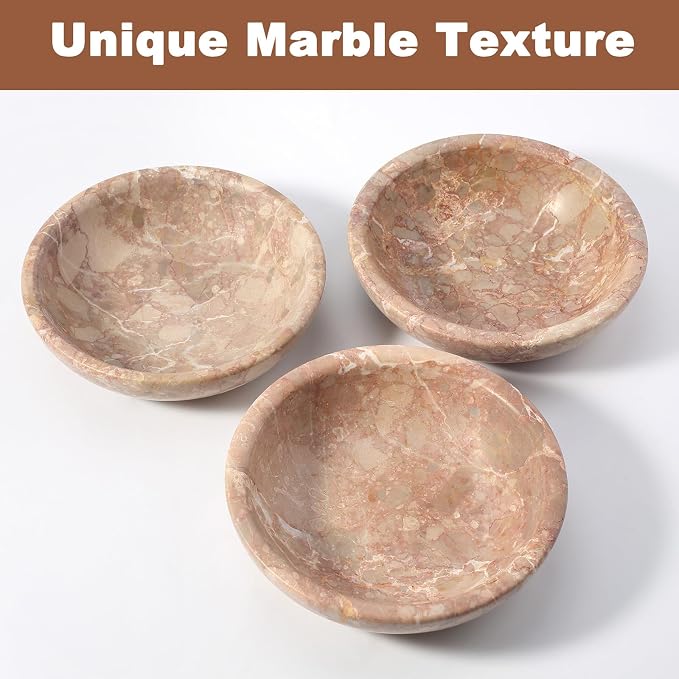 Natural Marble Cat Bowl, Weighted 1.5lb Cat Food Bowl for Cat and Small Dog, Small Animal Pet Food Dish Non-Slip, Shallow Dish for Whisker Fatigue Relief, Premium Red Stone for Home Decor