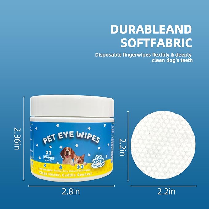 Cats Dogs Eye Cleaning Finger Wipes - 100 PCS Pet Eye Care Wipes for Cats and Dogs - Gentle Eye Area Cleaning Wipes - Removes Tear Stains & Dirt, Keeps Eyes Fresh and Clean (CY_EyeWipes)