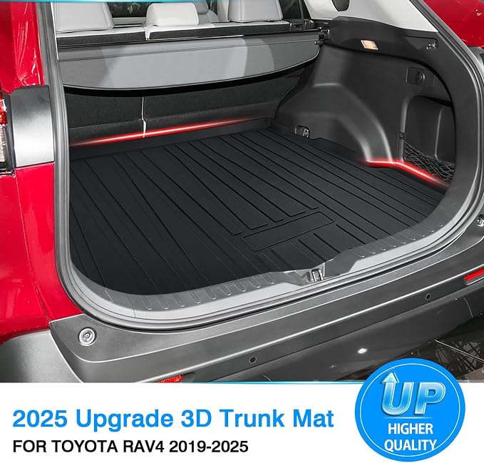 Powerty Cargo Trunk Liner for 2019-2024 2025 Toyota RAV4 Accessories, All Weather Heavy-Duty TPE Car Rear Truck Mat Cargo Protector