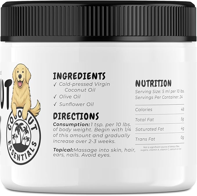 Coconut Essentials Coconut Paws - Dog Skin and Coat, Itching Relief, Hot Spot Treatment, Hair Loss, Cracked Paws, Elbows, Dry Nose | w/Organic Coconut Oil, Olive & Sunflower Oils | Vet Recommended 4oz