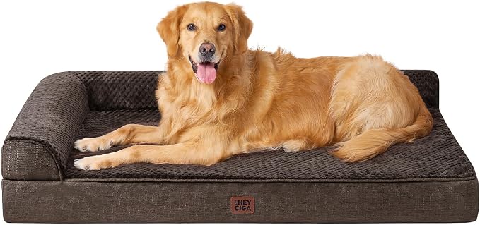 EHEYCIGA Extra Large Dog Bed Othorpedic, Memory Foam XL Dog Bed with Washable Removable Cover, Waterproof Pet Sofa Couch XLarge Size Dogs with Nonskid Bottom, 44x32x6.5, Brown | Washable Removable Cover, Waterproof Flat Pet Sofa Couch with Nonskid Bott...