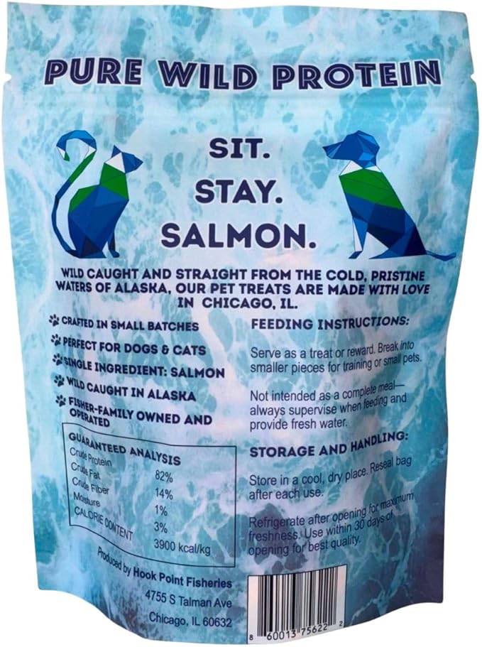 Freeze Dried Sockeye Salmon Pet Treats for Dogs & Cats, Human Grade, Fisherman Direct, Premium Wild Caught Alaskan, Single Ingredient, Omega 3, Natural Healthy Dog Training Treats, Made in USA
