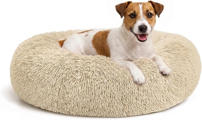 MIXJOY Orthopedic Dog Bed Comfortable Donut Cuddler Round Pet Beds Ultra Soft Washable Dog and Cat Cushion Bed (30'', Coffee)
