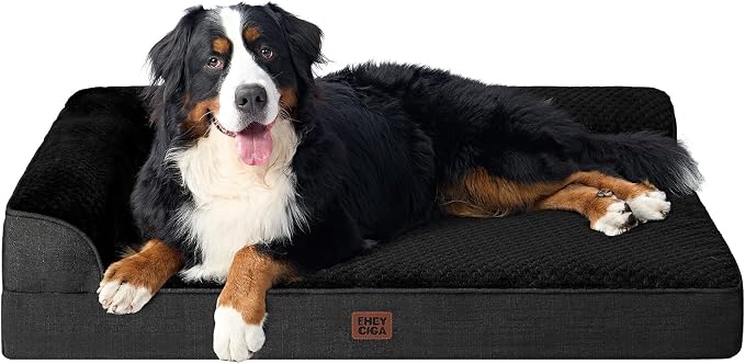 EHEYCIGA XXL Dog Bed Memory Foam, Orthopedic Giant Dog Bed Jumbo with Washable Removable Cover, Waterproof Pet Sofa Couch with Nonskid Bottom, 48x35x7.5, Black | Washable Removable Cover, Waterproof Flat Pet Sofa Couch with Nonskid Bottom, 48x35x7.5