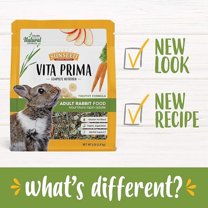 Sunseed Vita Prima Complete Nutrition Adult Rabbit Food, 4 LBS (Pack of 2)